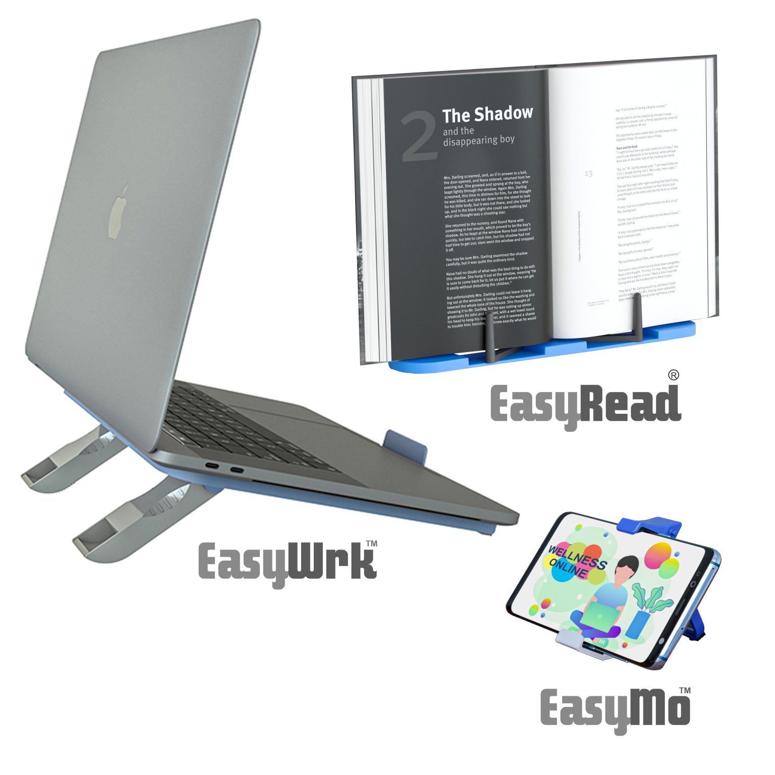 EasyRead EasyWrk with Free EasyMo. Great Combo Offer. Get A4 Size (28 cms x 20.4cms) Book Reading Stand Holder + Laptop Lapdesk Tablet Stand and Free Mobile Stand Holder – Made in India